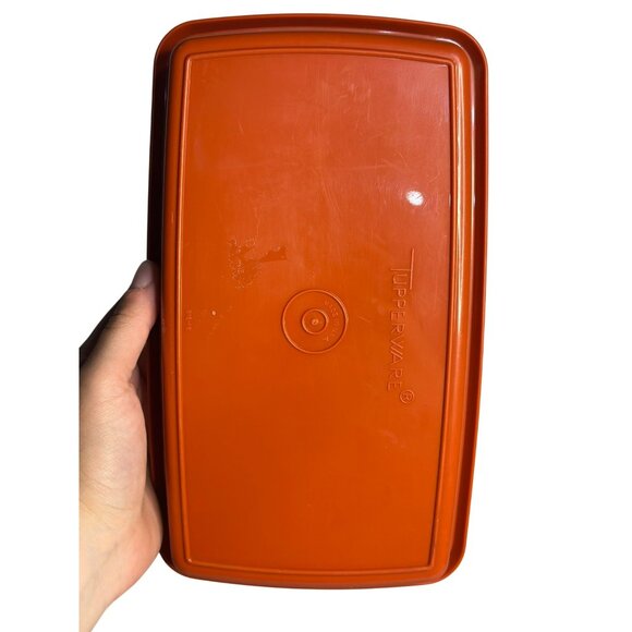 VTG Tupperware Cold Cut Keepers | Paprika Red Set of 2 Containers Lids 5.5"x9.5" - Picture 4 of 9